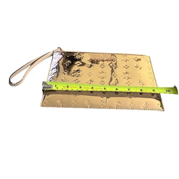 Michael Kors Jet Set Travel Wristlet Clutch Pale Rose Gold Shiny Party Bag - Picture 4 of 6